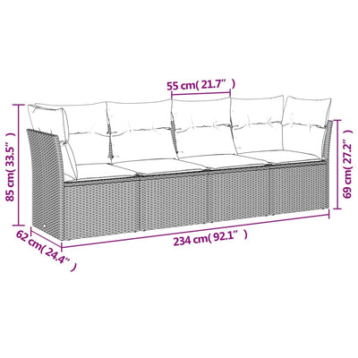 4 Piece Garden Sofa Set with Cushions Beige Poly Rattan Payday Deals