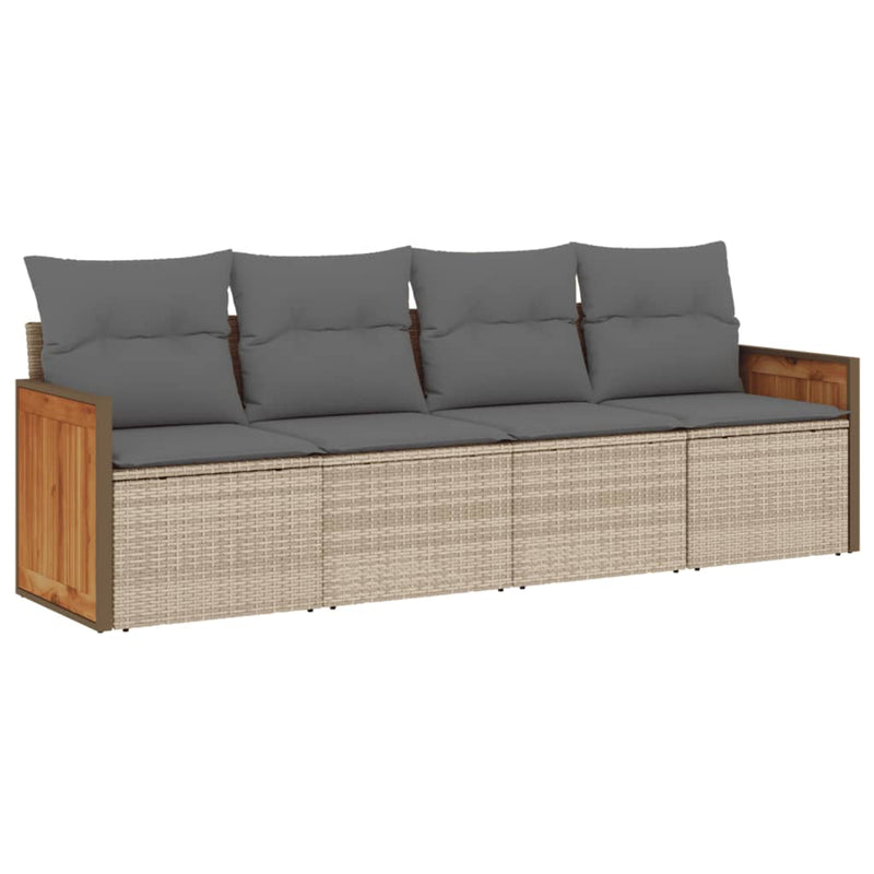 4 Piece Garden Sofa Set with Cushions Beige Poly Rattan Payday Deals