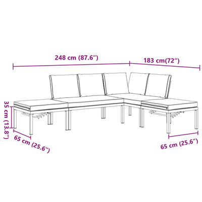 4 Piece Garden Sofa Set with Cushions Black Aluminium Payday Deals
