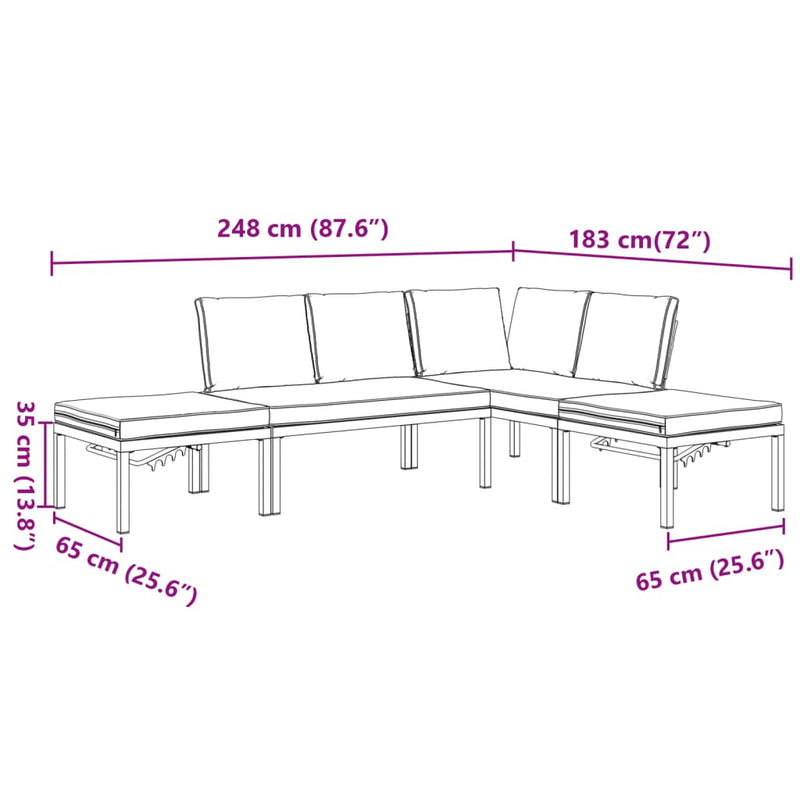 4 Piece Garden Sofa Set with Cushions Black Aluminium Payday Deals