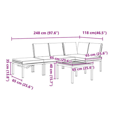 4 Piece Garden Sofa Set with Cushions Black Aluminium Payday Deals