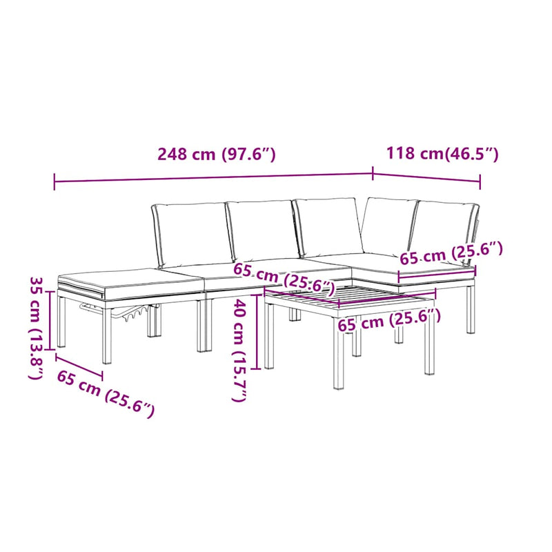 4 Piece Garden Sofa Set with Cushions Black Aluminium Payday Deals