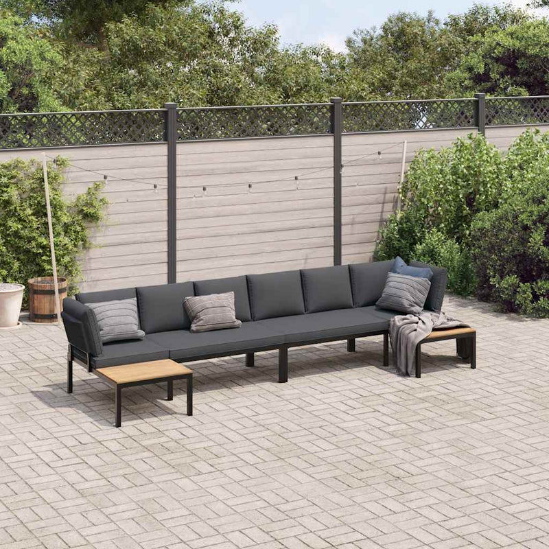 4 Piece Garden Sofa Set with Cushions Black Aluminium Payday Deals