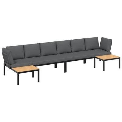 4 Piece Garden Sofa Set with Cushions Black Aluminium Payday Deals