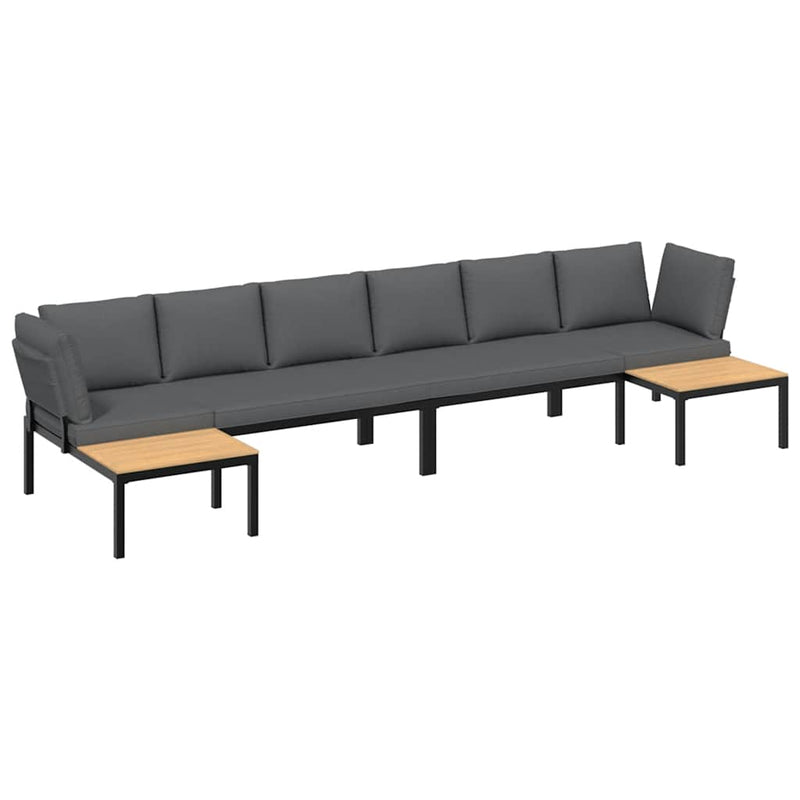 4 Piece Garden Sofa Set with Cushions Black Aluminium Payday Deals