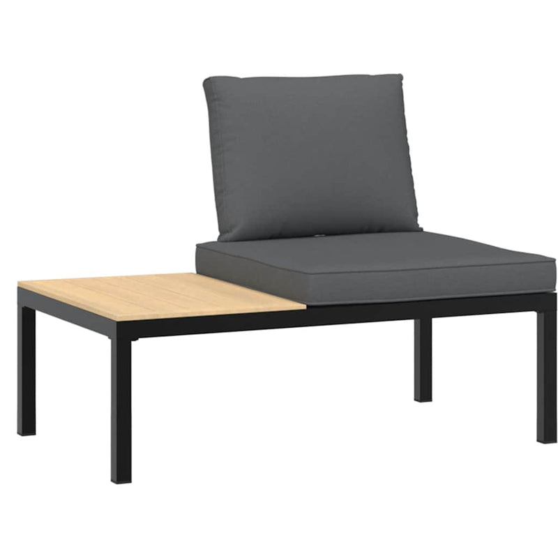 4 Piece Garden Sofa Set with Cushions Black Aluminium Payday Deals
