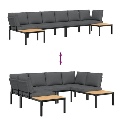 4 Piece Garden Sofa Set with Cushions Black Aluminium Payday Deals