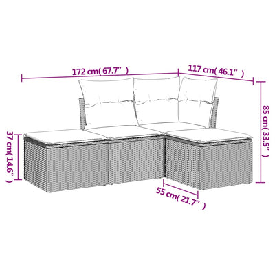 4 Piece Garden Sofa Set with Cushions Black Poly Rattan Payday Deals