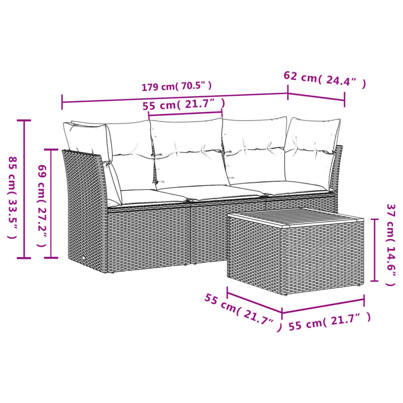 4 Piece Garden Sofa Set with Cushions Black Poly Rattan Payday Deals