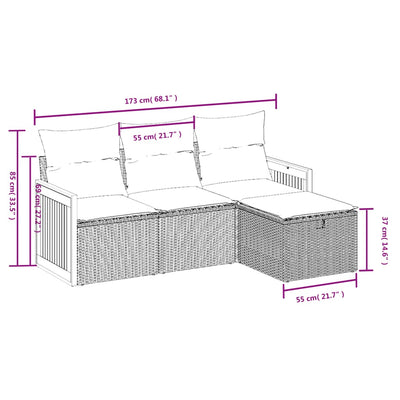 4 Piece Garden Sofa Set with Cushions Black Poly Rattan Payday Deals