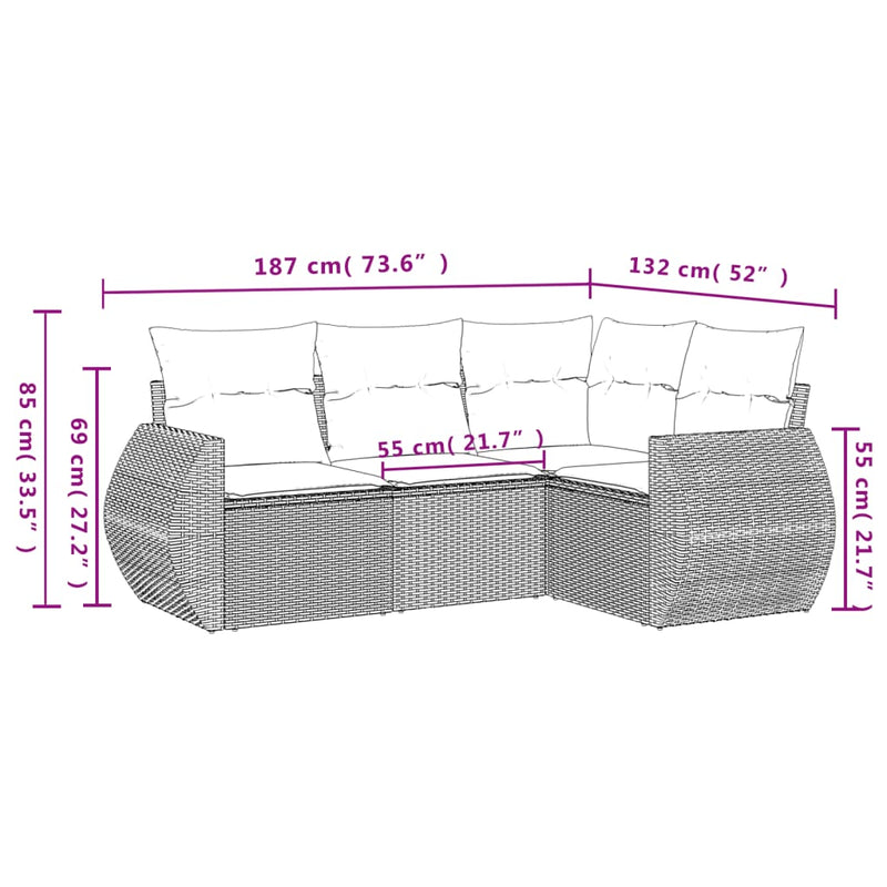 4 Piece Garden Sofa Set with Cushions Black Poly Rattan Payday Deals