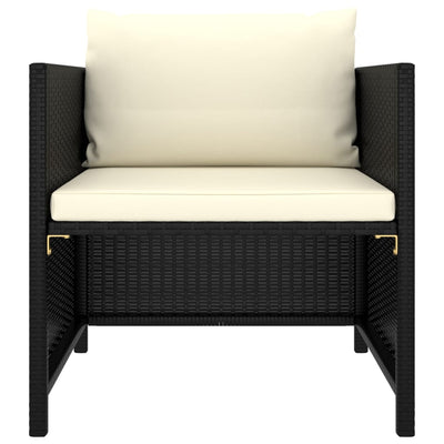 4 Piece Garden Sofa Set with Cushions Black Poly Rattan Payday Deals