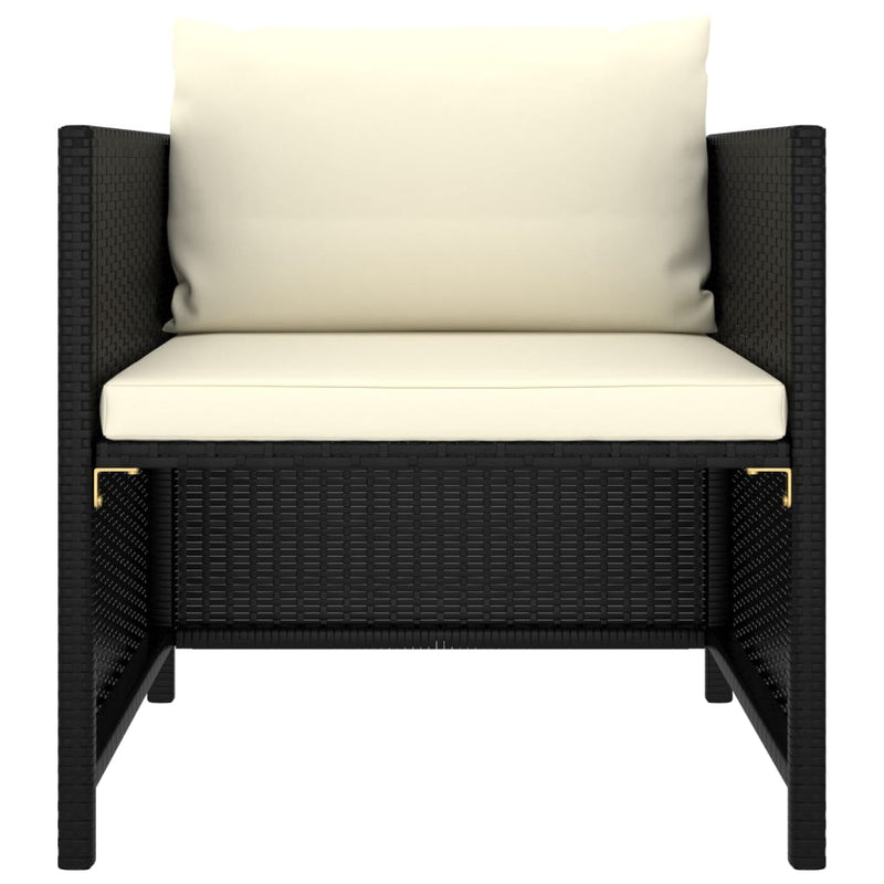 4 Piece Garden Sofa Set with Cushions Black Poly Rattan Payday Deals