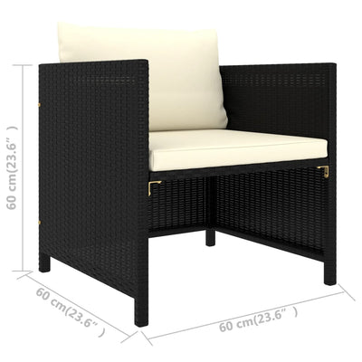 4 Piece Garden Sofa Set with Cushions Black Poly Rattan Payday Deals
