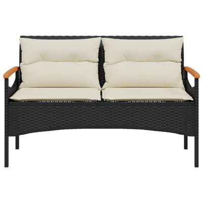 4 Piece Garden Sofa Set with Cushions Black Poly Rattan Payday Deals