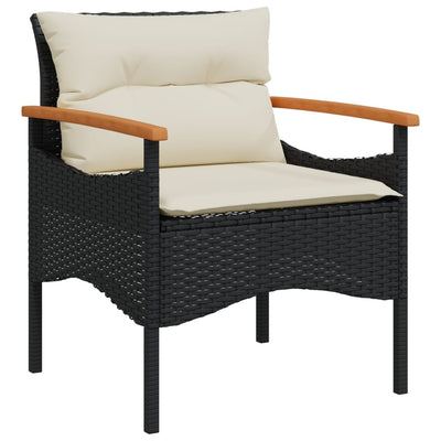 4 Piece Garden Sofa Set with Cushions Black Poly Rattan Payday Deals