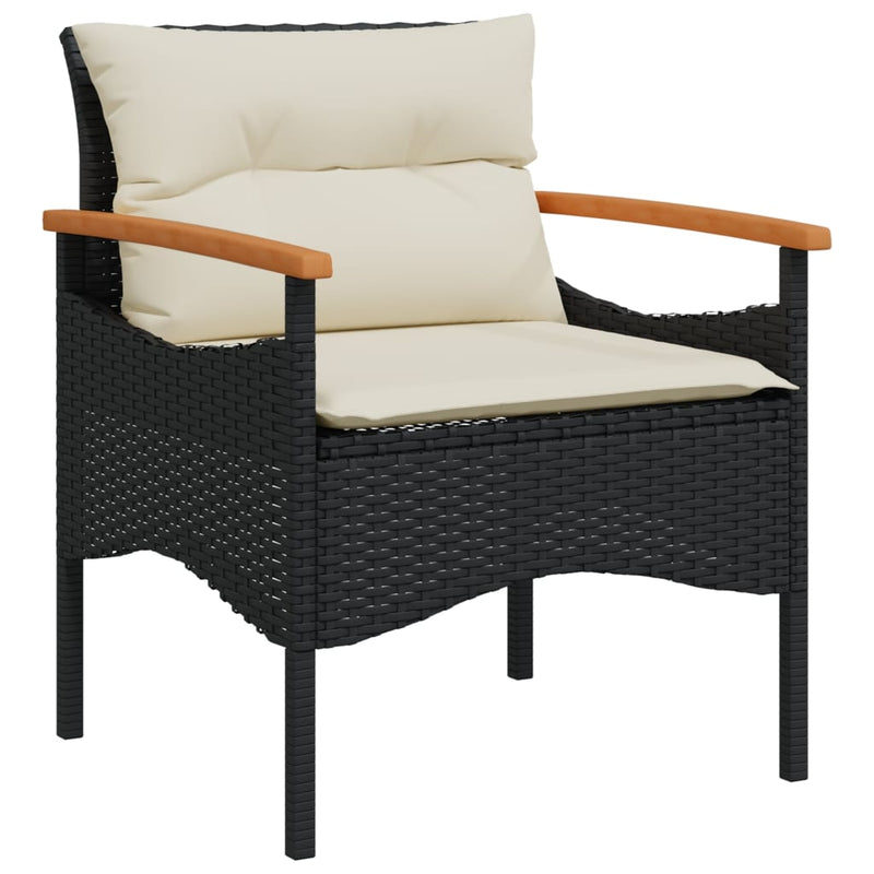 4 Piece Garden Sofa Set with Cushions Black Poly Rattan Payday Deals