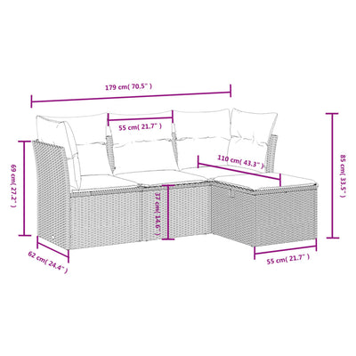 4 Piece Garden Sofa Set with Cushions Black Poly Rattan Payday Deals
