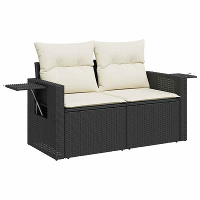 4 Piece Garden Sofa Set with Cushions Black Poly Rattan Payday Deals