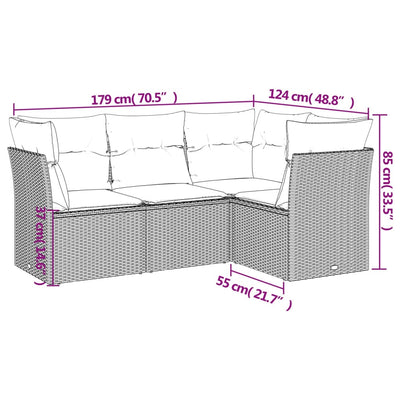 4 Piece Garden Sofa Set with Cushions Black Poly Rattan Payday Deals