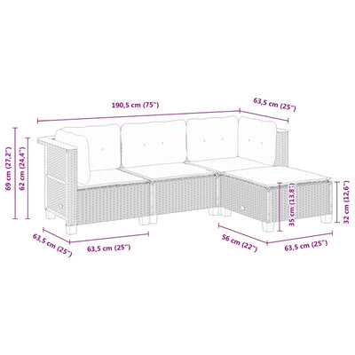 4 Piece Garden Sofa Set with Cushions Black Poly Rattan Payday Deals