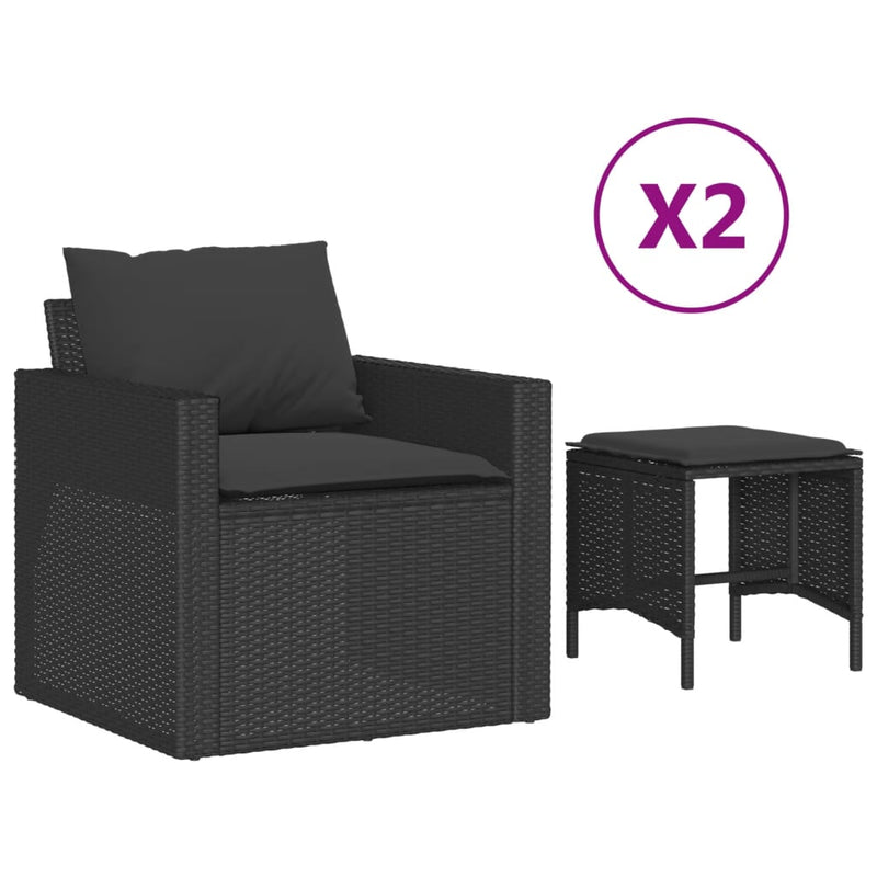 4 Piece Garden Sofa Set with Cushions Black Poly Rattan Payday Deals