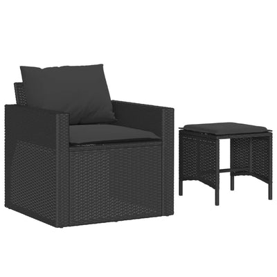 4 Piece Garden Sofa Set with Cushions Black Poly Rattan Payday Deals