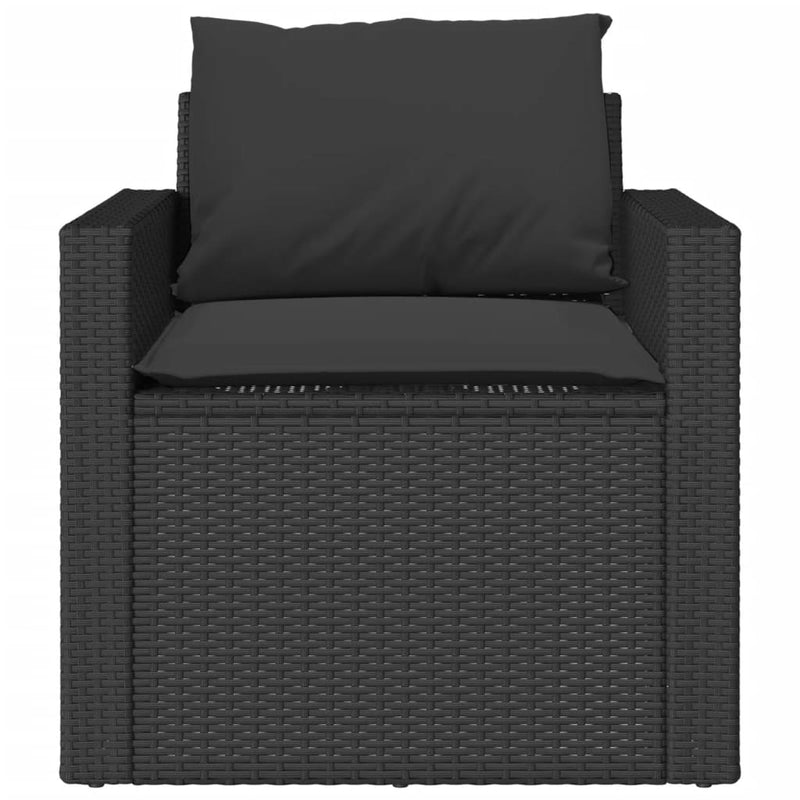 4 Piece Garden Sofa Set with Cushions Black Poly Rattan Payday Deals