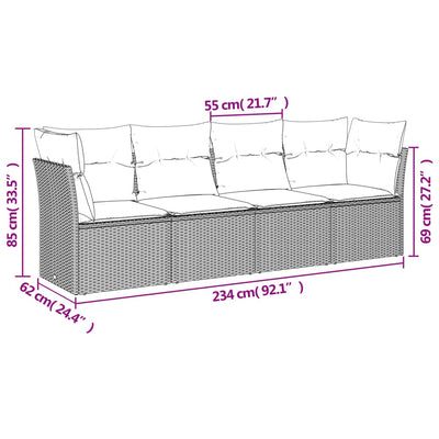 4 Piece Garden Sofa Set with Cushions Black Poly Rattan Payday Deals