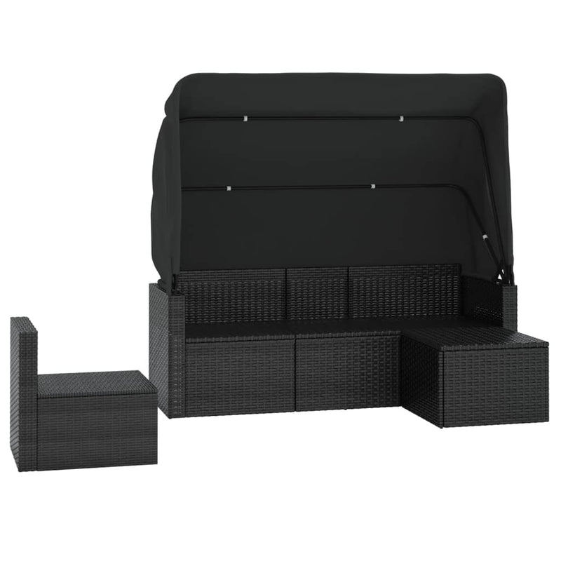 4 Piece Garden Sofa Set with Cushions Black Poly Rattan Payday Deals