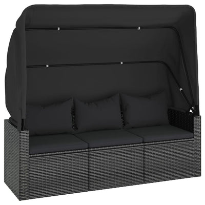 4 Piece Garden Sofa Set with Cushions Black Poly Rattan Payday Deals