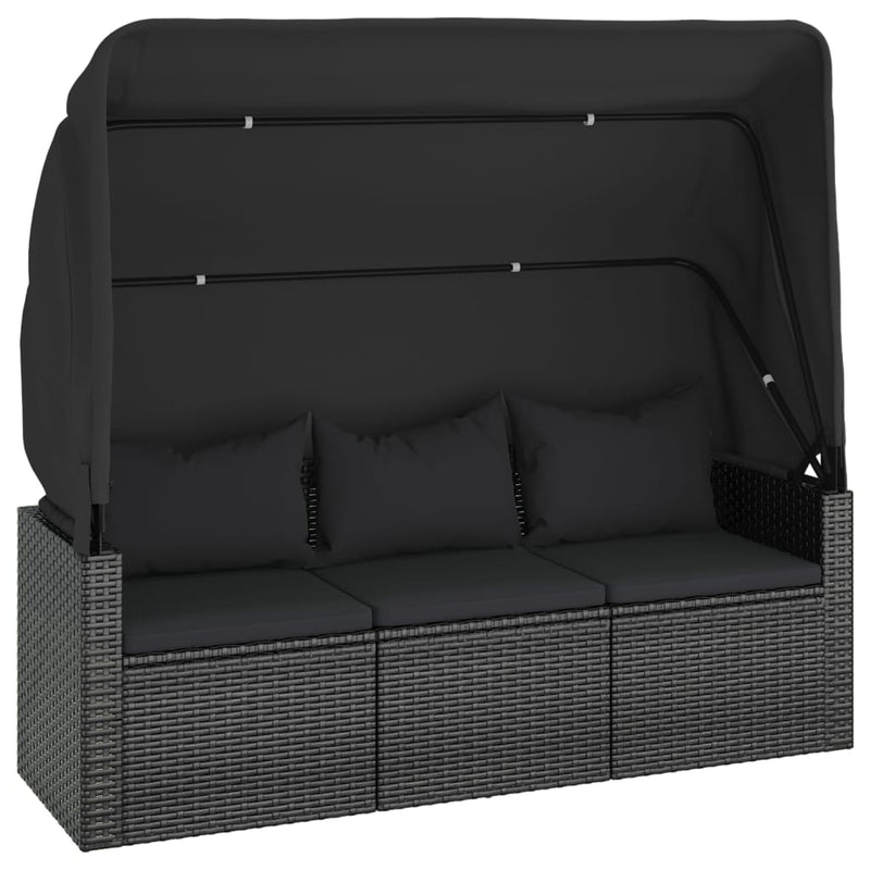 4 Piece Garden Sofa Set with Cushions Black Poly Rattan Payday Deals