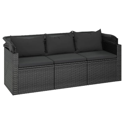 4 Piece Garden Sofa Set with Cushions Black Poly Rattan Payday Deals