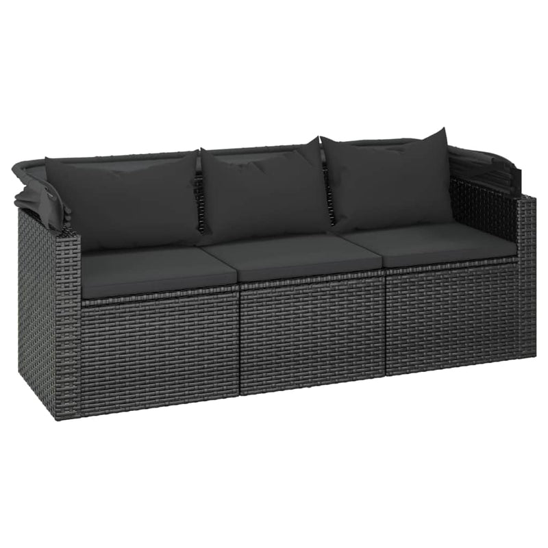 4 Piece Garden Sofa Set with Cushions Black Poly Rattan Payday Deals