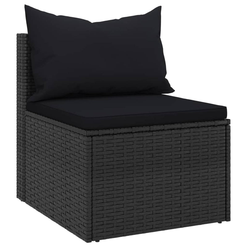 4 Piece Garden Sofa Set with Cushions Black Poly Rattan Payday Deals