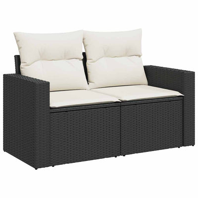 4 Piece Garden Sofa Set with Cushions Black Poly Rattan Payday Deals