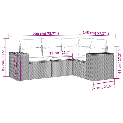 4 Piece Garden Sofa Set with Cushions Black Poly Rattan Payday Deals