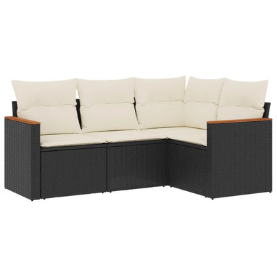 4 Piece Garden Sofa Set with Cushions Black Poly Rattan Payday Deals