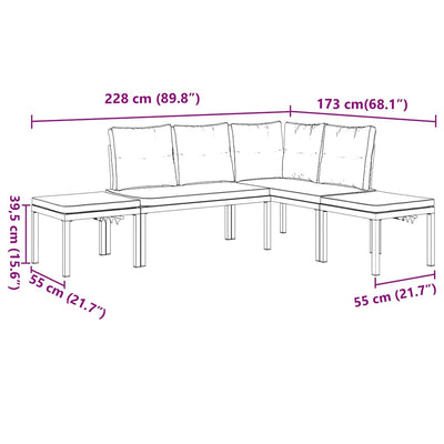 4 Piece Garden Sofa Set with Cushions Black Powder-coated Steel Payday Deals