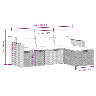 4 Piece Garden Sofa Set with Cushions Grey Poly Rattan Payday Deals