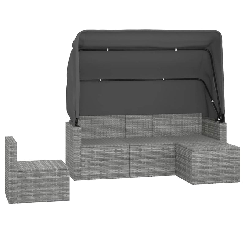 4 Piece Garden Sofa Set with Cushions Grey Poly Rattan Payday Deals