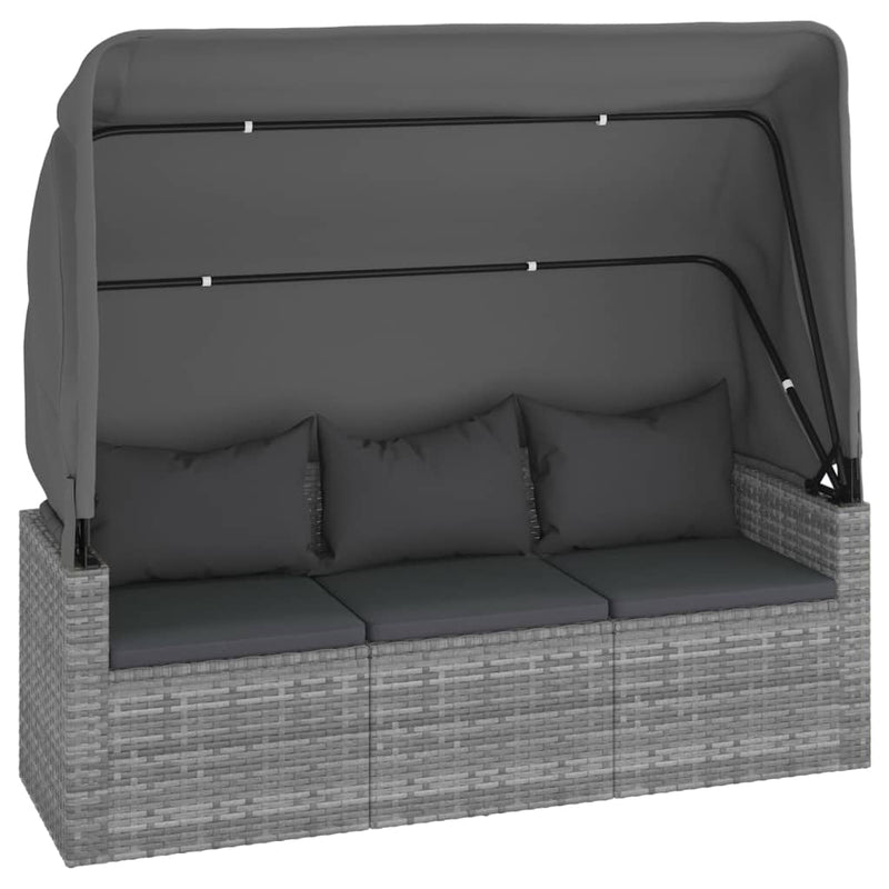 4 Piece Garden Sofa Set with Cushions Grey Poly Rattan Payday Deals