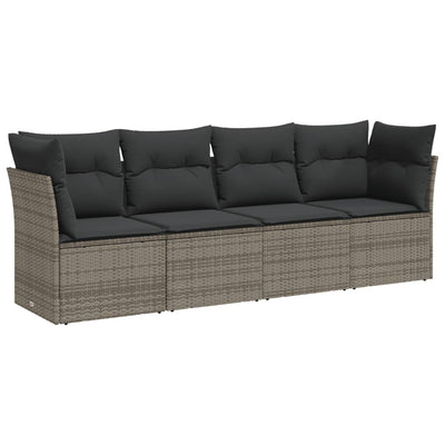 4 Piece Garden Sofa Set with Cushions Grey Poly Rattan Payday Deals