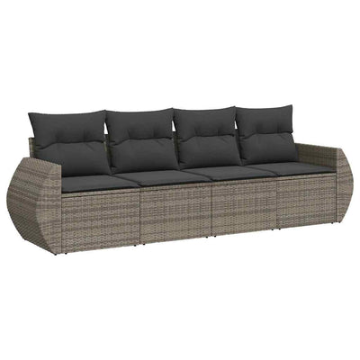 4 Piece Garden Sofa Set with Cushions Grey Poly Rattan Payday Deals