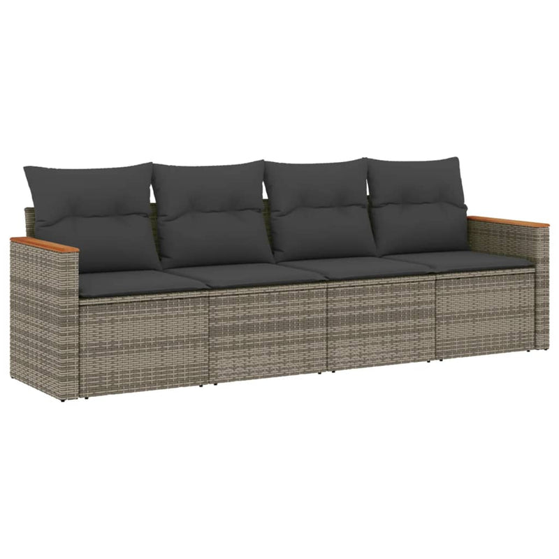4 Piece Garden Sofa Set with Cushions Grey Poly Rattan Payday Deals