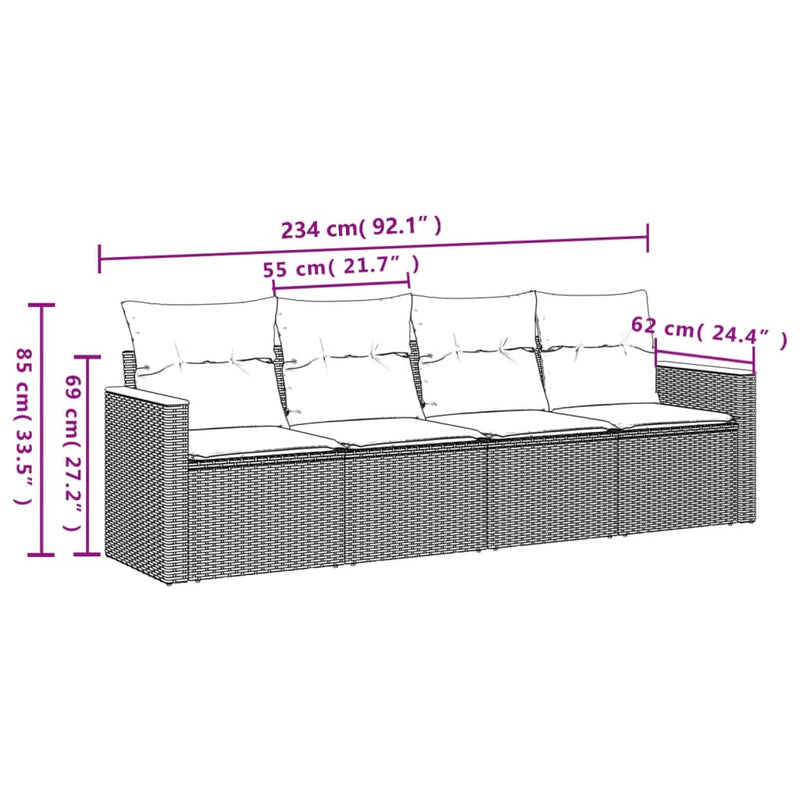 4 Piece Garden Sofa Set with Cushions Grey Poly Rattan Payday Deals