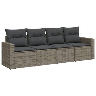4 Piece Garden Sofa Set with Cushions Grey Poly Rattan Payday Deals