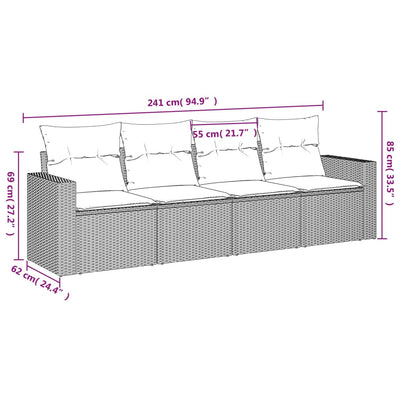 4 Piece Garden Sofa Set with Cushions Grey Poly Rattan Payday Deals