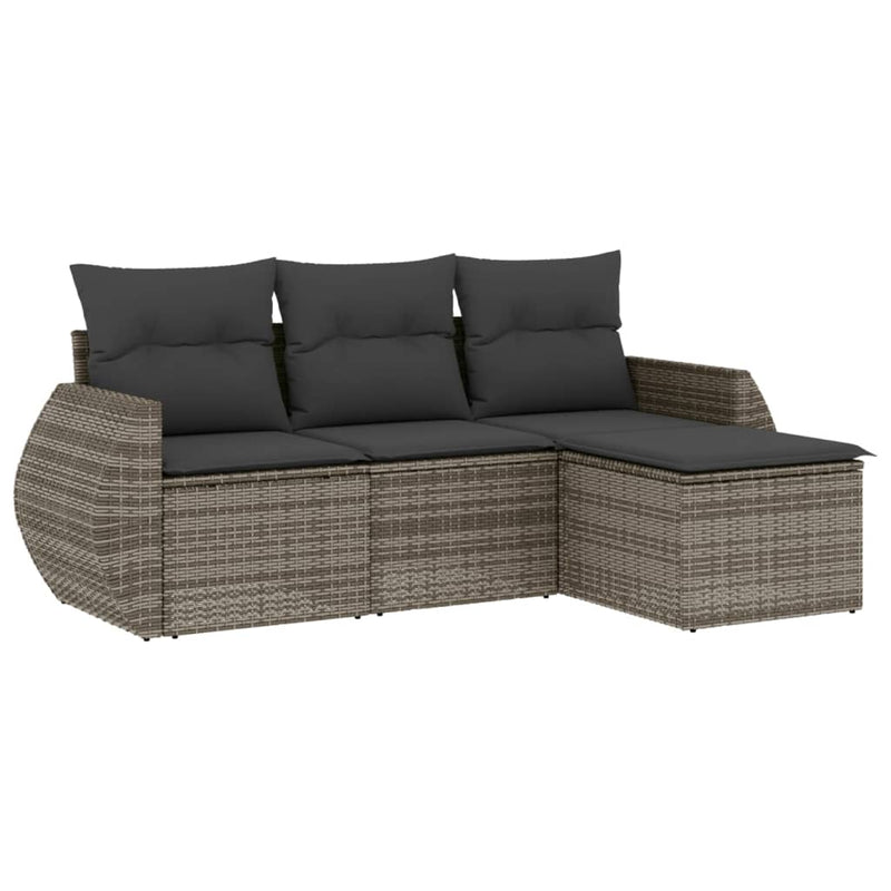 4 Piece Garden Sofa Set with Cushions Grey Poly Rattan Payday Deals