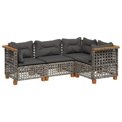 4 Piece Garden Sofa Set with Cushions Grey Poly Rattan Payday Deals